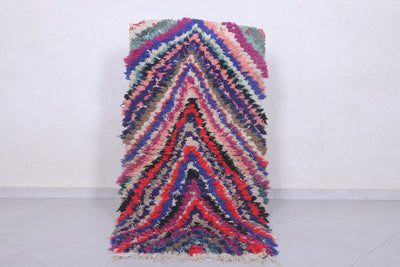 Chevron Pattern Moroccan Berber Rug - 2.7 x 5.3 Feet - Boucherouite Rugs