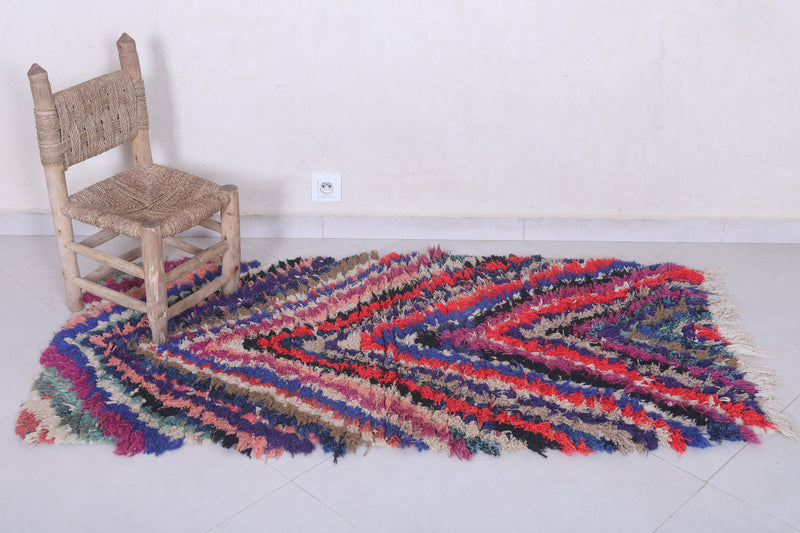 Chevron Pattern Moroccan Berber Rug - 2.7 x 5.3 Feet - Boucherouite Rugs