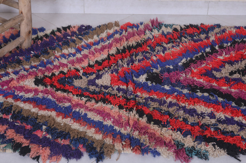 Chevron Pattern Moroccan Berber Rug - 2.7 x 5.3 Feet - Boucherouite Rugs