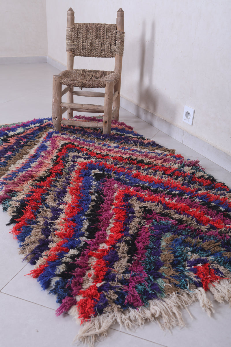 Chevron Pattern Moroccan Berber Rug - 2.7 x 5.3 Feet - Boucherouite Rugs