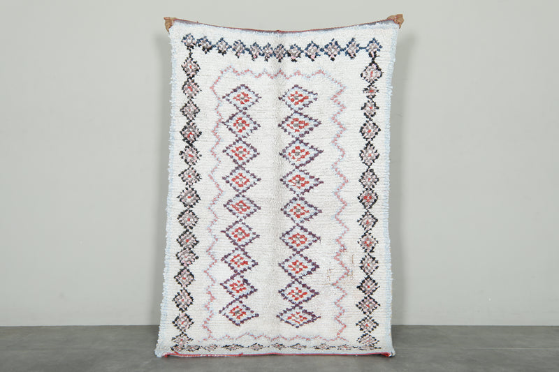 Geometric Moroccan wool rug - 4.9 ft x 9.3 ft - Boucherouite carpet