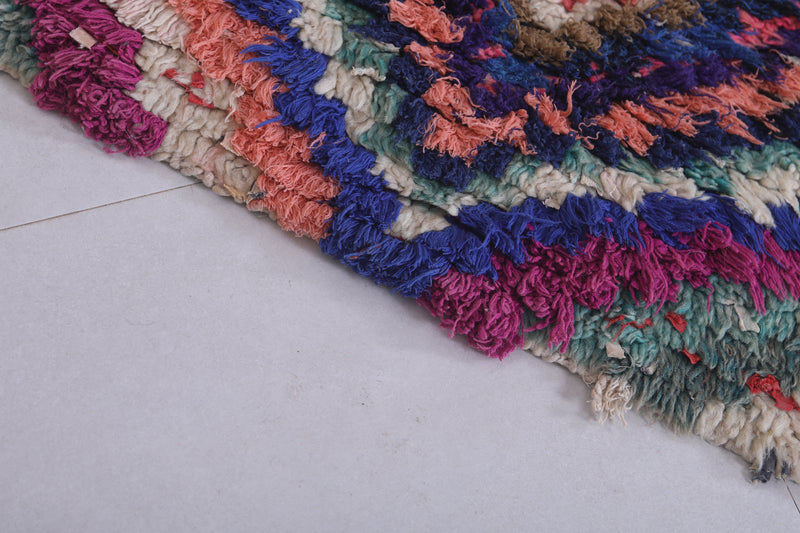 Chevron Pattern Moroccan Berber Rug - 2.7 x 5.3 Feet - Boucherouite Rugs