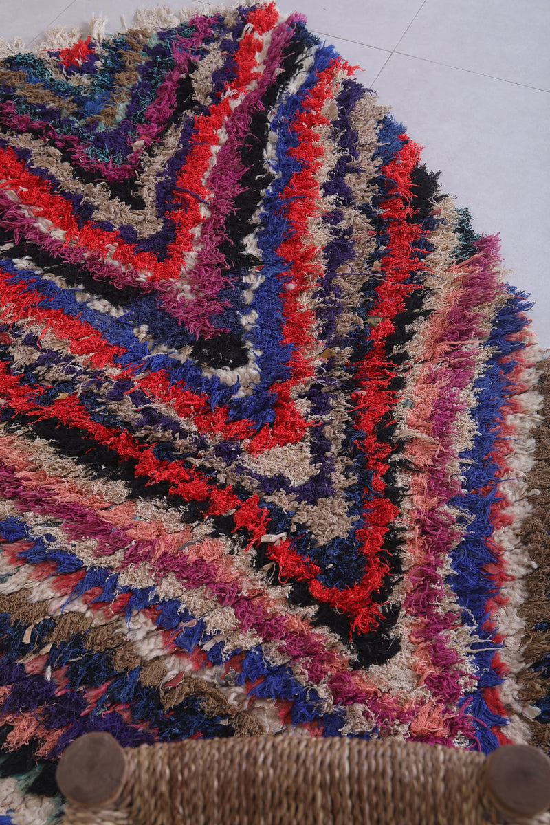 Chevron Pattern Moroccan Berber Rug - 2.7 x 5.3 Feet - Boucherouite Rugs