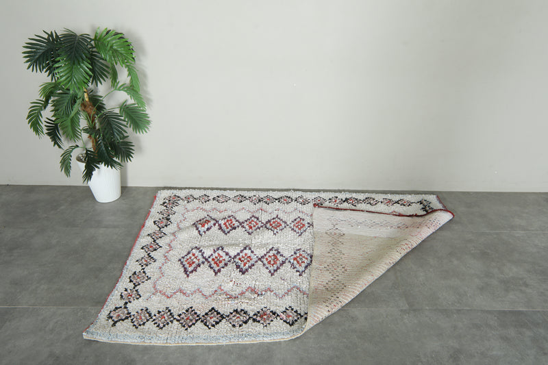 Geometric Moroccan wool rug - 4.9 ft x 9.3 ft - Boucherouite carpet