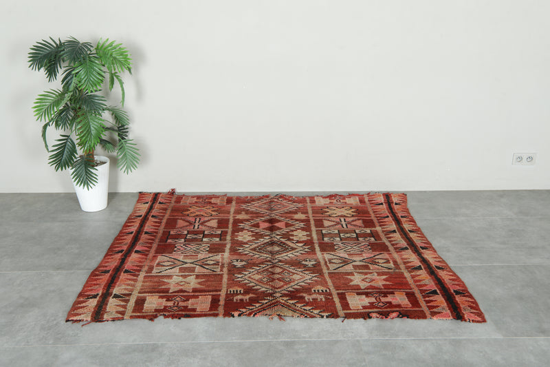 Geometric Moroccan rug - 4.6 ft x 5.9 ft - Azilal wool rug