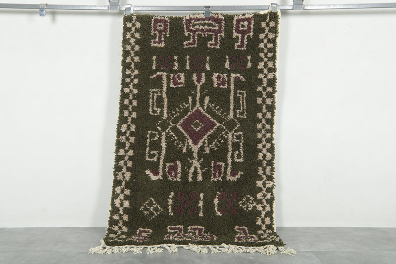 Handmade Moroccan geometric wool rug - 3.2 ft x 5 ft