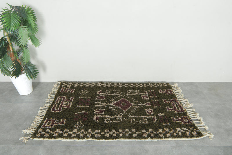 Handmade Moroccan geometric wool rug - 3.2 ft x 5 ft