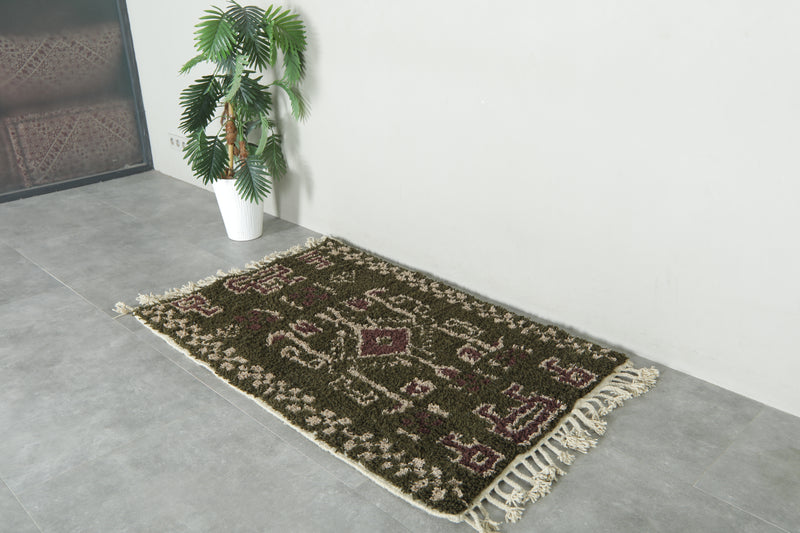 Handmade Moroccan geometric wool rug - 3.2 ft x 5 ft