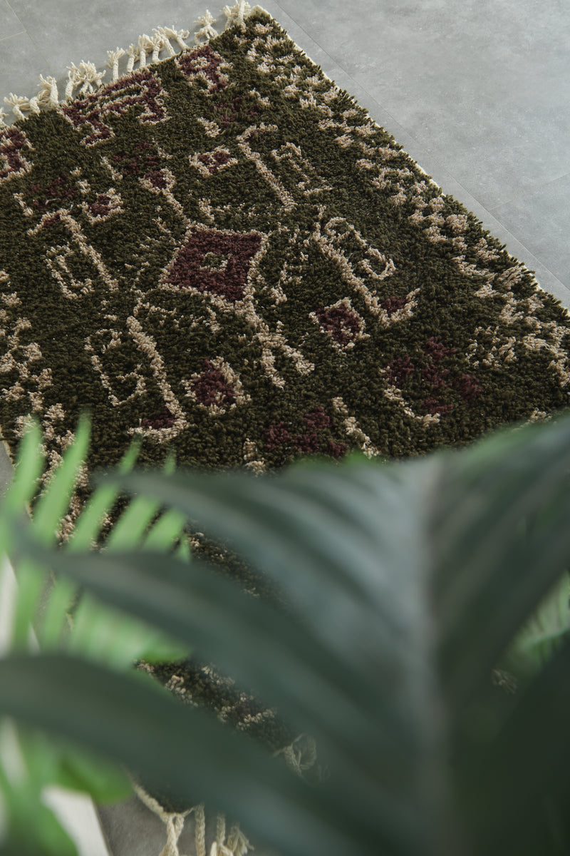 Handmade Moroccan geometric wool rug - 3.2 ft x 5 ft