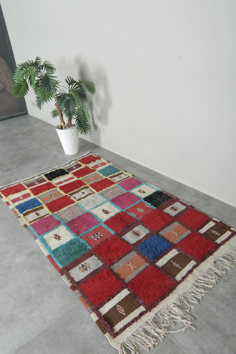 Colorful Berber Rug – 3.4 x 5.9 ft | Vibrant Patchwork Design - Azilal rugs
