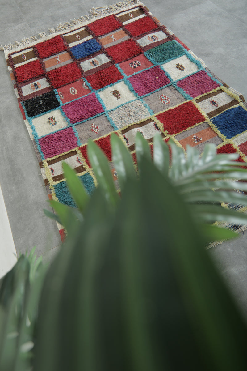 Colorful Berber Rug – 3.4 x 5.9 ft | Vibrant Patchwork Design - Azilal rugs