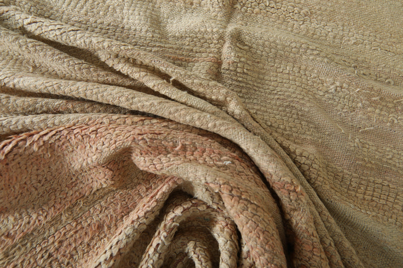 Beige minimalist Moroccan rug - 4.6 ft x 8.9 ft - Handmade wool carpet