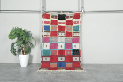 Colorful Berber Rug – 3.4 x 5.9 ft | Vibrant Patchwork Design - Azilal rugs