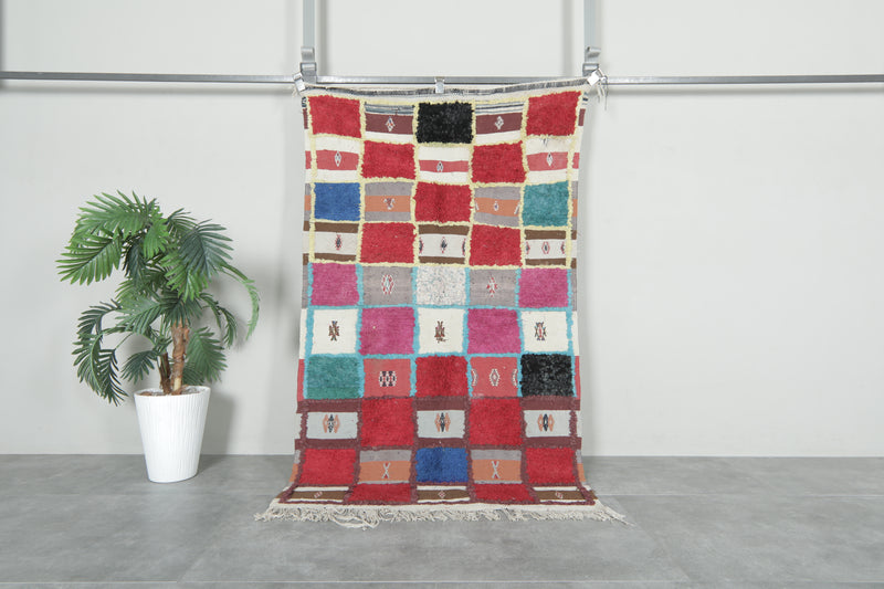 Colorful Berber Rug – 3.4 x 5.9 ft | Vibrant Patchwork Design - Azilal rugs