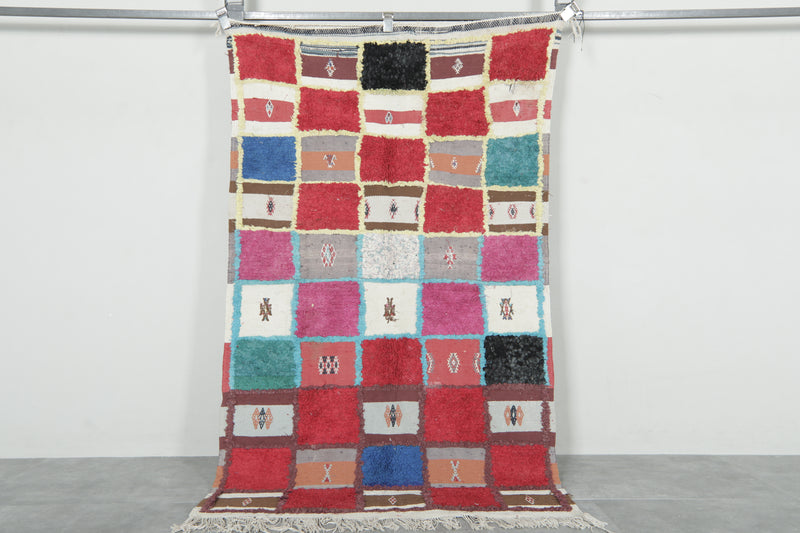 Colorful Berber Rug – 3.4 x 5.9 ft | Vibrant Patchwork Design - Azilal rugs