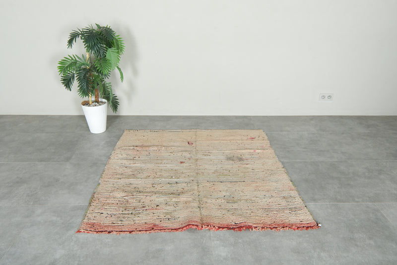 Beige flat woven Moroccan rug - 5 ft x 5 ft