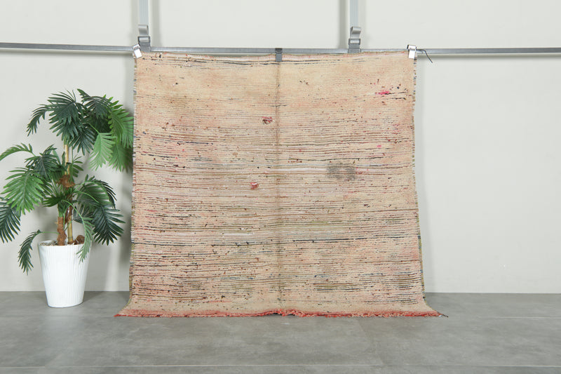 Beige flat woven Moroccan rug - 5 ft x 5 ft