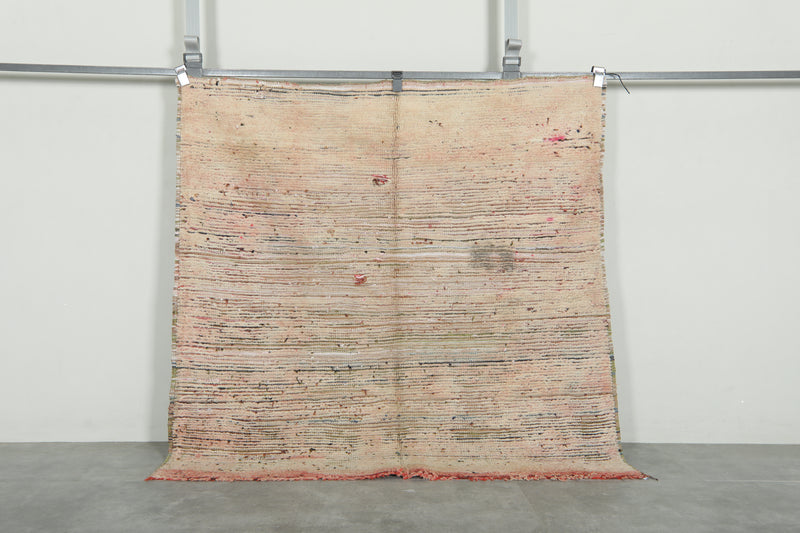 Beige flat woven Moroccan rug - 5 ft x 5 ft