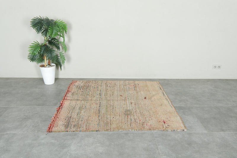 Beige flat woven Moroccan rug - 5 ft x 5 ft