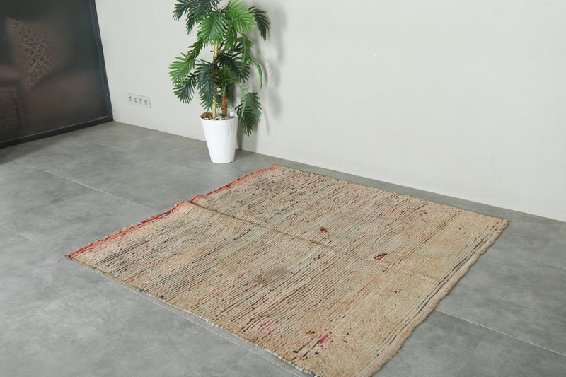 Beige flat woven Moroccan rug - 5 ft x 5 ft