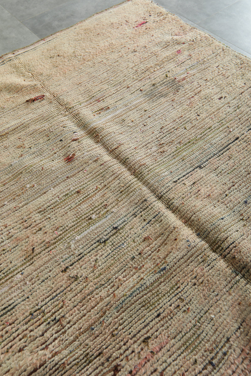 Beige flat woven Moroccan rug - 5 ft x 5 ft