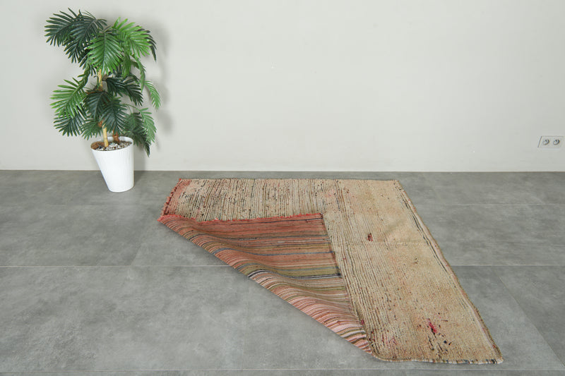 Beige flat woven Moroccan rug - 5 ft x 5 ft