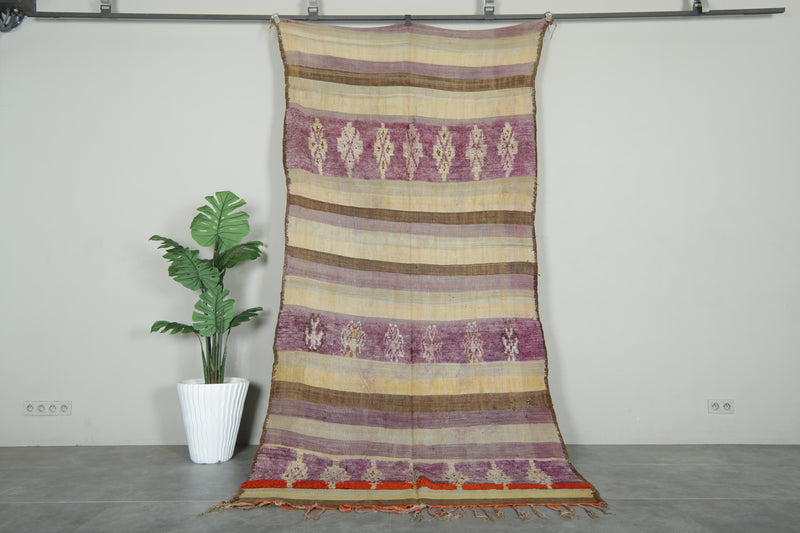 Moroccan flat woven rug - 4.9 ft x 10.6 ft - Handmade wool rug