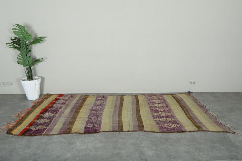 Moroccan flat woven rug - 4.9 ft x 10.6 ft - Handmade wool rug