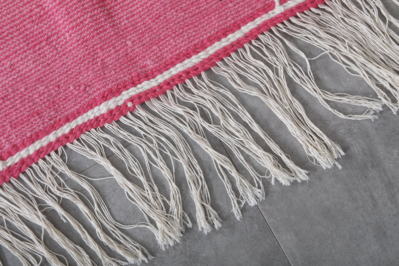 Pink Moroccan Rug - 6.2 x 4.6 ft with Diamond Accents - Handwoven Kilim