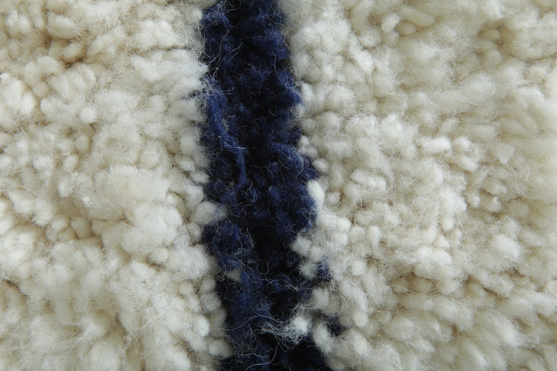 Custom Moroccan Wool Rug – Cream & Navy Geometric Handmade Berber Carpet