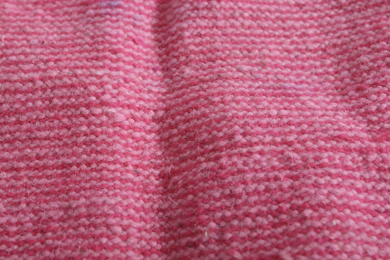 Pink Moroccan Rug - 6.2 x 4.6 ft with Diamond Accents - Handwoven Kilim