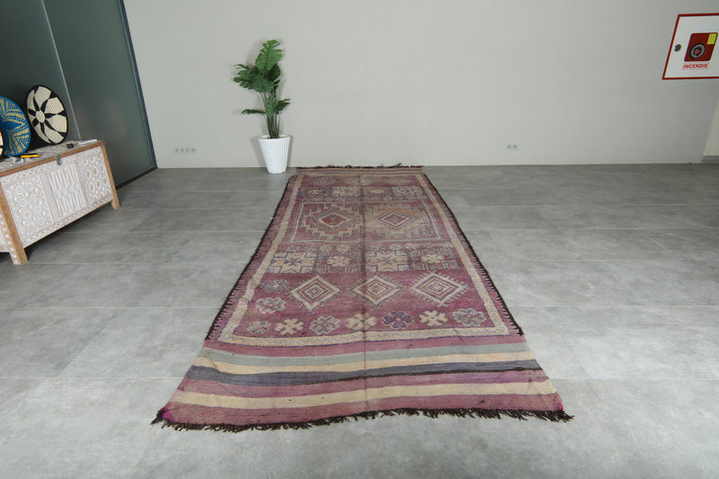 Geometric runner Moroccan rug - 5.3 ft x 13.7 ft - Azilal handmade carpet