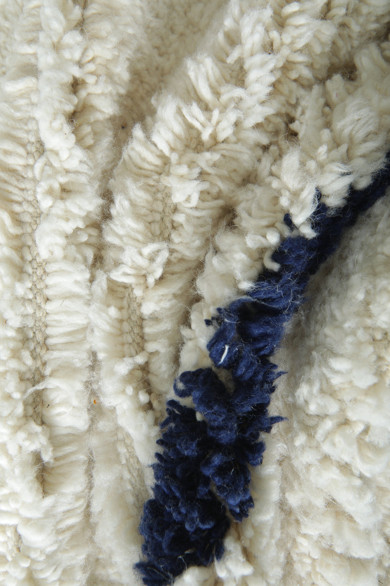 Custom Moroccan Wool Rug – Cream & Navy Geometric Handmade Berber Carpet