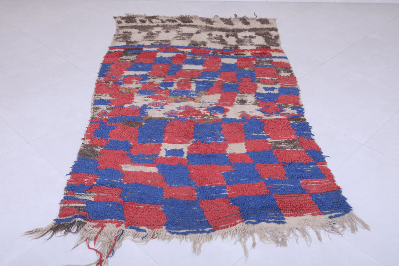 Moroccan Berber Rug with Geometric Patterns - 3.9 x 7.1 Feet - Boucherouite Rugs