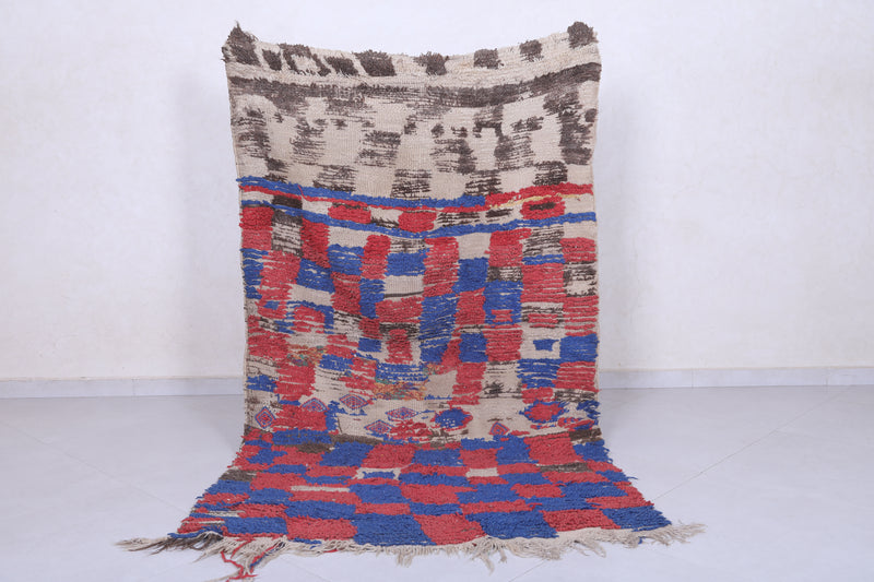 Moroccan Berber Rug with Geometric Patterns - 3.9 x 7.1 Feet - Boucherouite Rugs