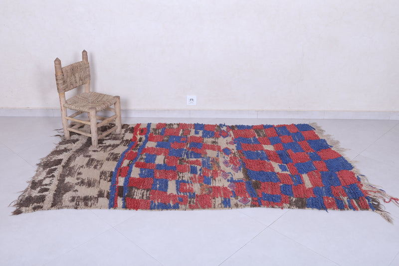 Moroccan Berber Rug with Geometric Patterns - 3.9 x 7.1 Feet - Boucherouite Rugs