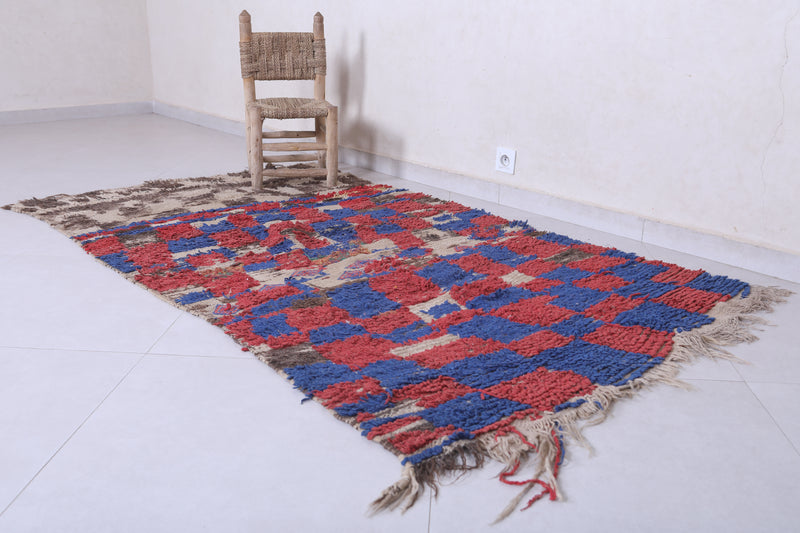 Moroccan Berber Rug with Geometric Patterns - 3.9 x 7.1 Feet - Boucherouite Rugs