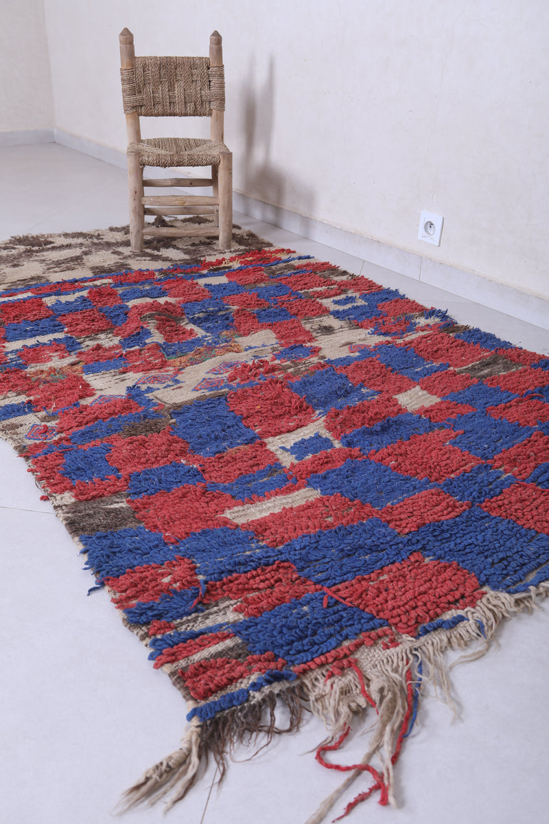 Moroccan Berber Rug with Geometric Patterns - 3.9 x 7.1 Feet - Boucherouite Rugs
