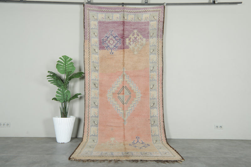 Beige runner Moroccan rug - 4.9 ft x 11.4 ft - Eco-friendly wool carpet - moroccan rug