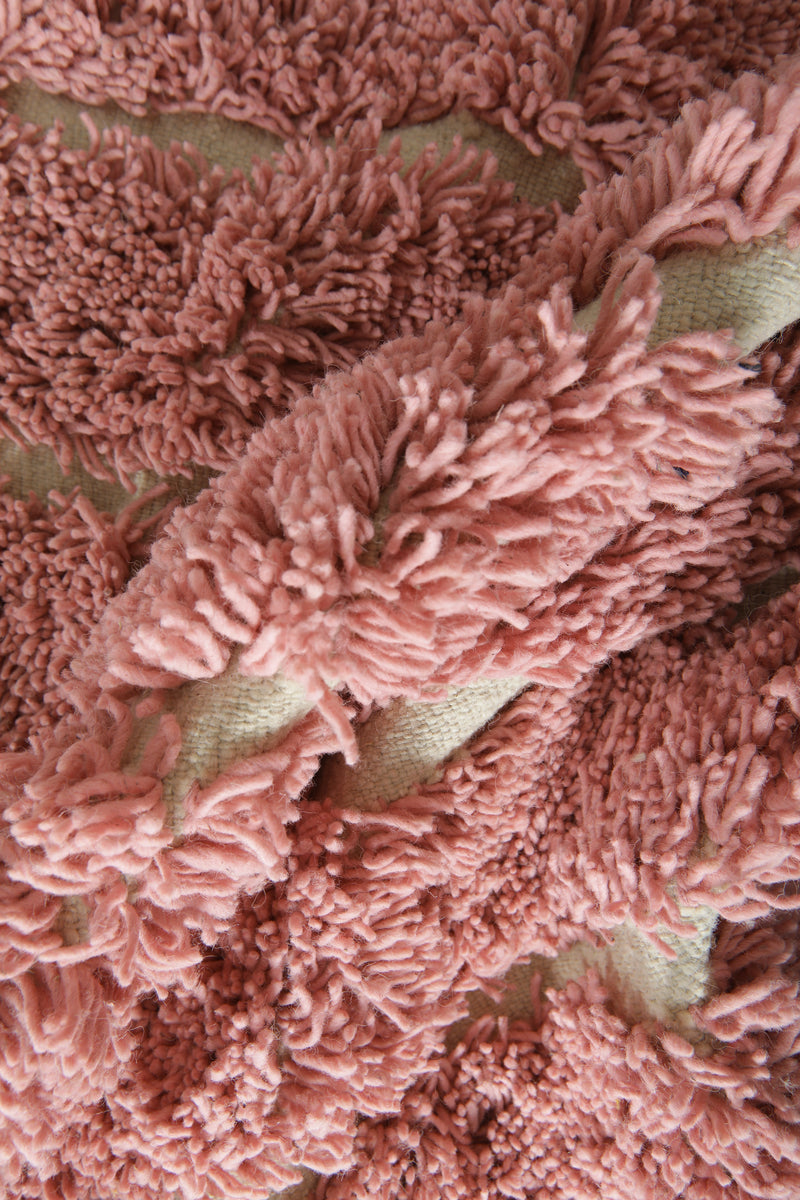 Custom Pink Moroccan Rug – Handmade Wool Berber Carpet with Ivory Stripes