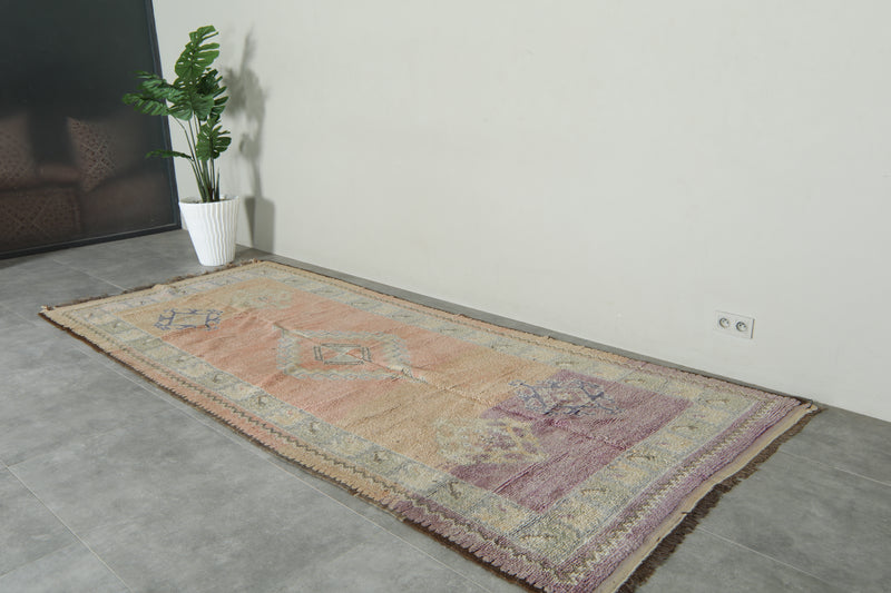 Beige runner Moroccan rug - 4.9 ft x 11.4 ft - Eco-friendly wool carpet - moroccan rug