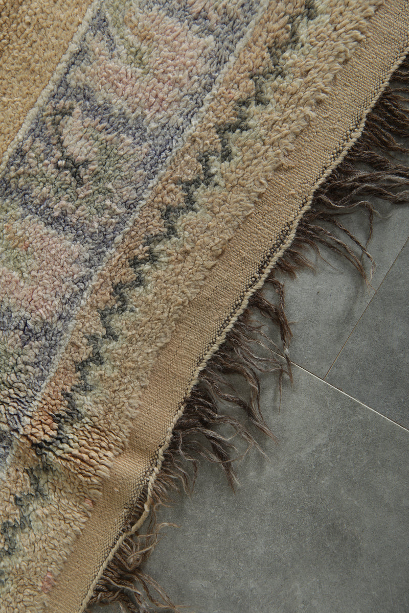 Beige runner Moroccan rug - 4.9 ft x 11.4 ft - Eco-friendly wool carpet - moroccan rug