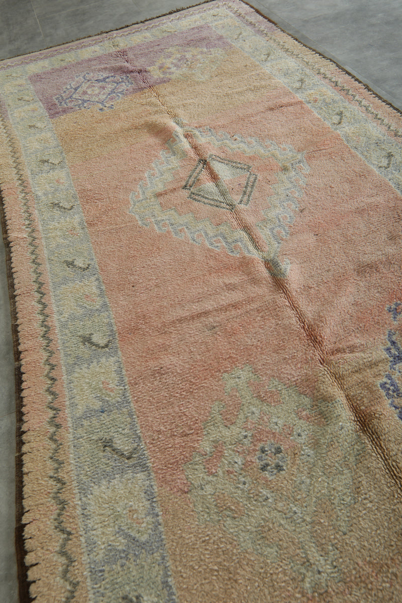 Beige runner Moroccan rug - 4.9 ft x 11.4 ft - Eco-friendly wool carpet - moroccan rug