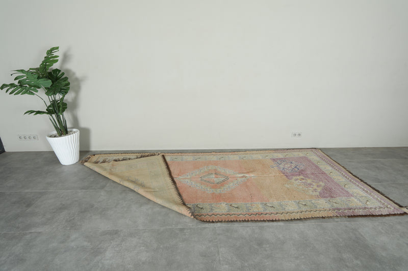 Beige runner Moroccan rug - 4.9 ft x 11.4 ft - Eco-friendly wool carpet - moroccan rug