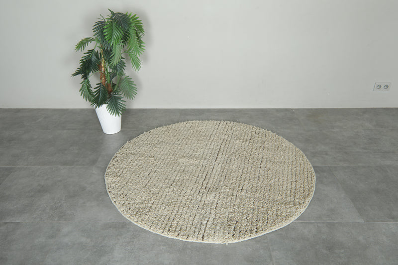 Soft Woven Round Rug – Handcrafted Textured Cotton Blend