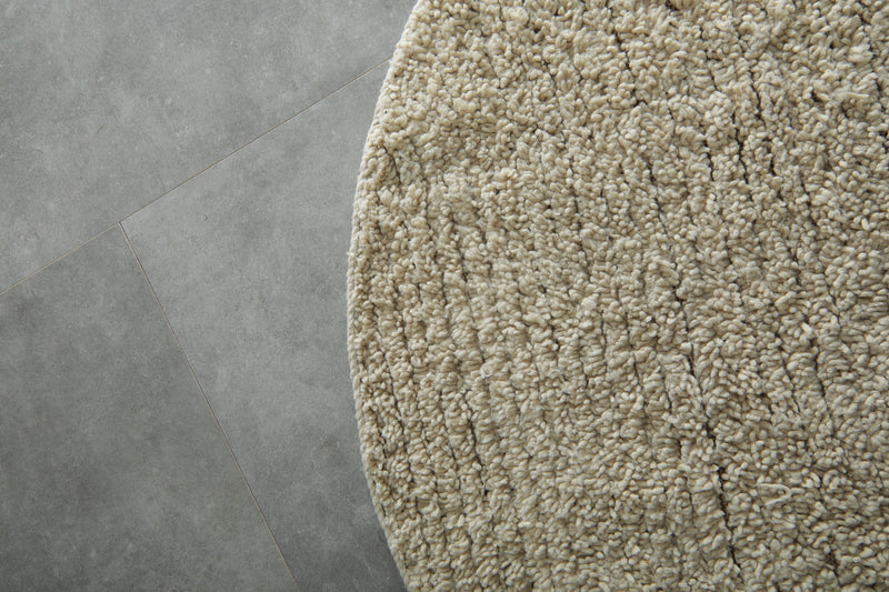 Soft Woven Round Rug – Handcrafted Textured Cotton Blend