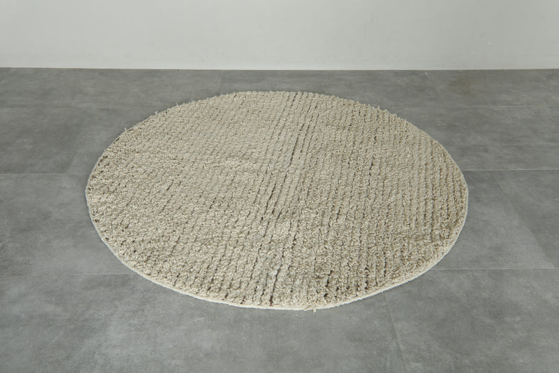 Soft Woven Round Rug – Handcrafted Textured Cotton Blend