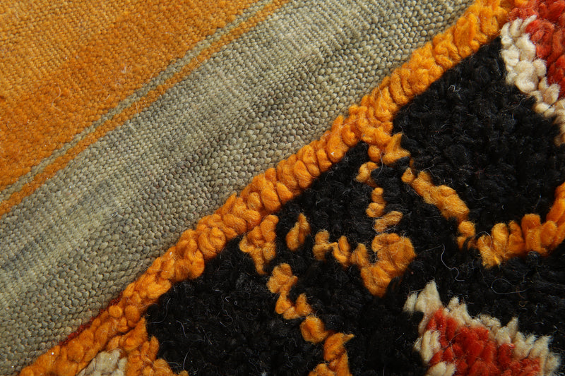 Orange & gray striped Moroccan rug - 5.3 ft x 11.1 ft - Flat woven rugs