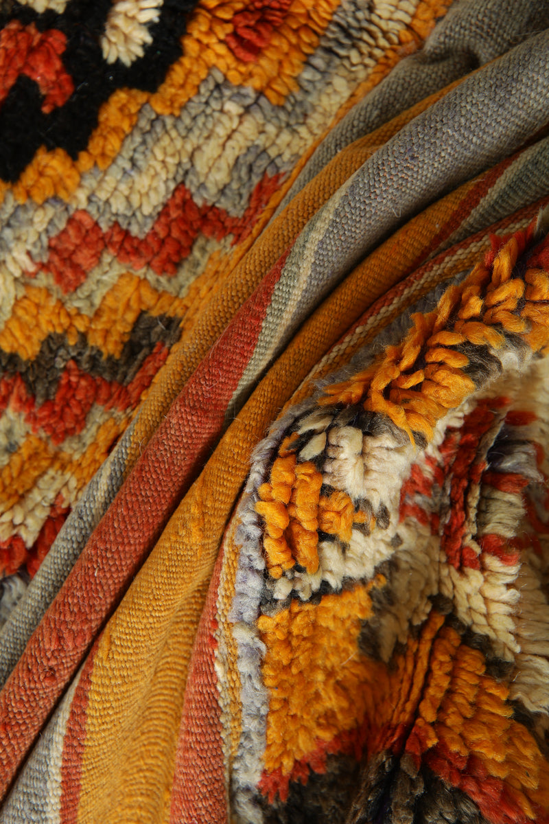 Orange & gray striped Moroccan rug - 5.3 ft x 11.1 ft - Flat woven rugs