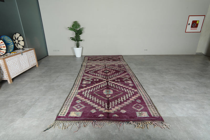 Purple Moroccan azilal rug - 5.3 ft x 13.5 ft - Handwoven runner berber rug